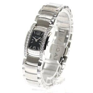 BVLGARI Assioma AA26S side diamond bezel black Dial Quartz Ladies Watch_899928